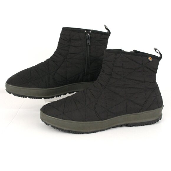 BOGS‎ Snowday Black Quilt Fabric Fleece Lined Low Ankle Women's Winter Boot Sz 9 - Picture 1 of 12
